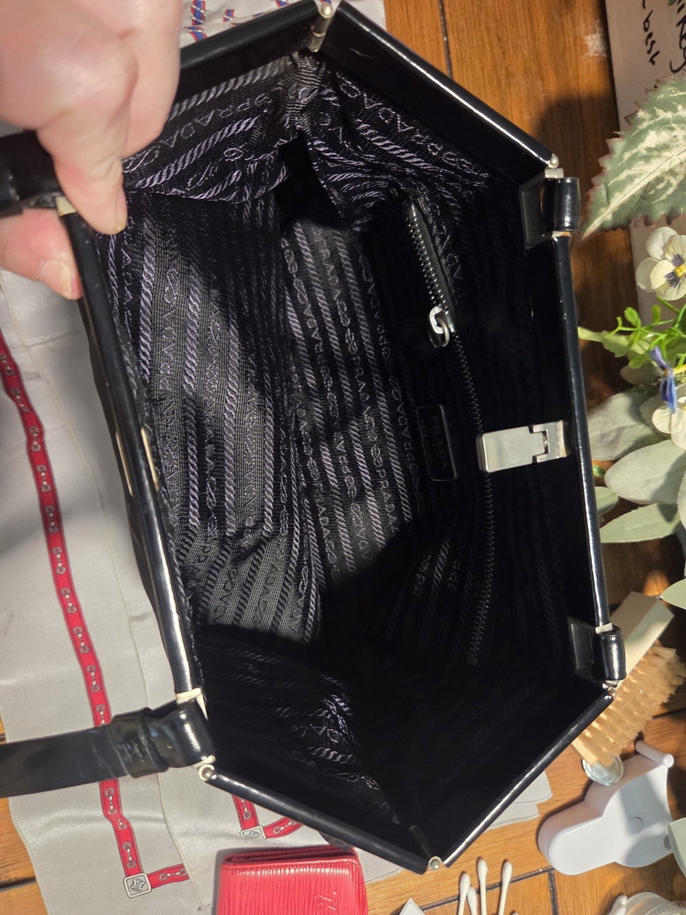 Prada Black Shoulder Bag with Glossy Trim - Picture 10 of 15